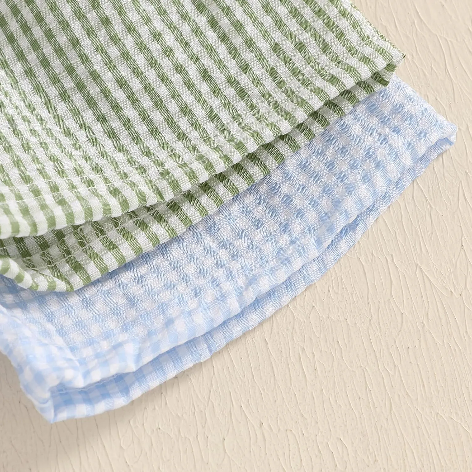 2 Pack Toddler Shorts Boys Girls Elastic Waist Solid Color Gingham Stripe Shorts Bottoms Summer