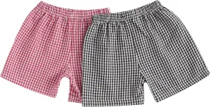 2 Pack Toddler Shorts Boys Girls Elastic Waist Solid Color Gingham Stripe Shorts Bottoms Summer