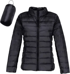 2024 Warm Lightweight Hoodless Quilted Down Coat for Womens Long Sleeve Zip Long Puffer Coat Windproof Outdoor Outwear