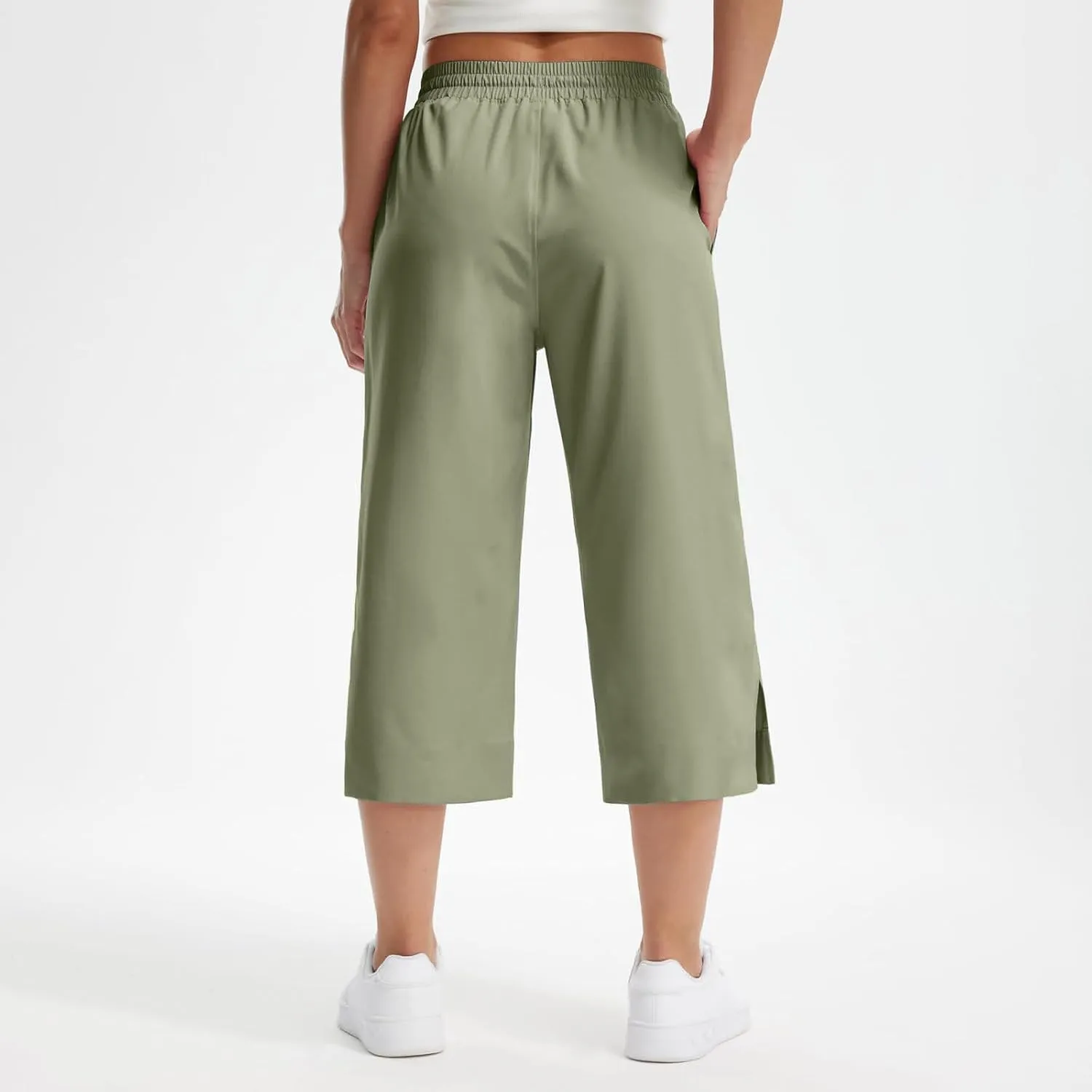 2025 Hot New Capri Pants for Women Mid-Thigh Length Loose Fit Straight Leg Slit Shorts Boho Vacation Outfits