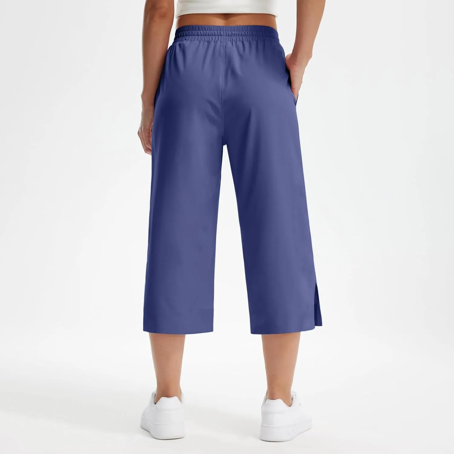 2025 Hot New Capri Pants for Women Mid-Thigh Length Loose Fit Straight Leg Slit Shorts Boho Vacation Outfits