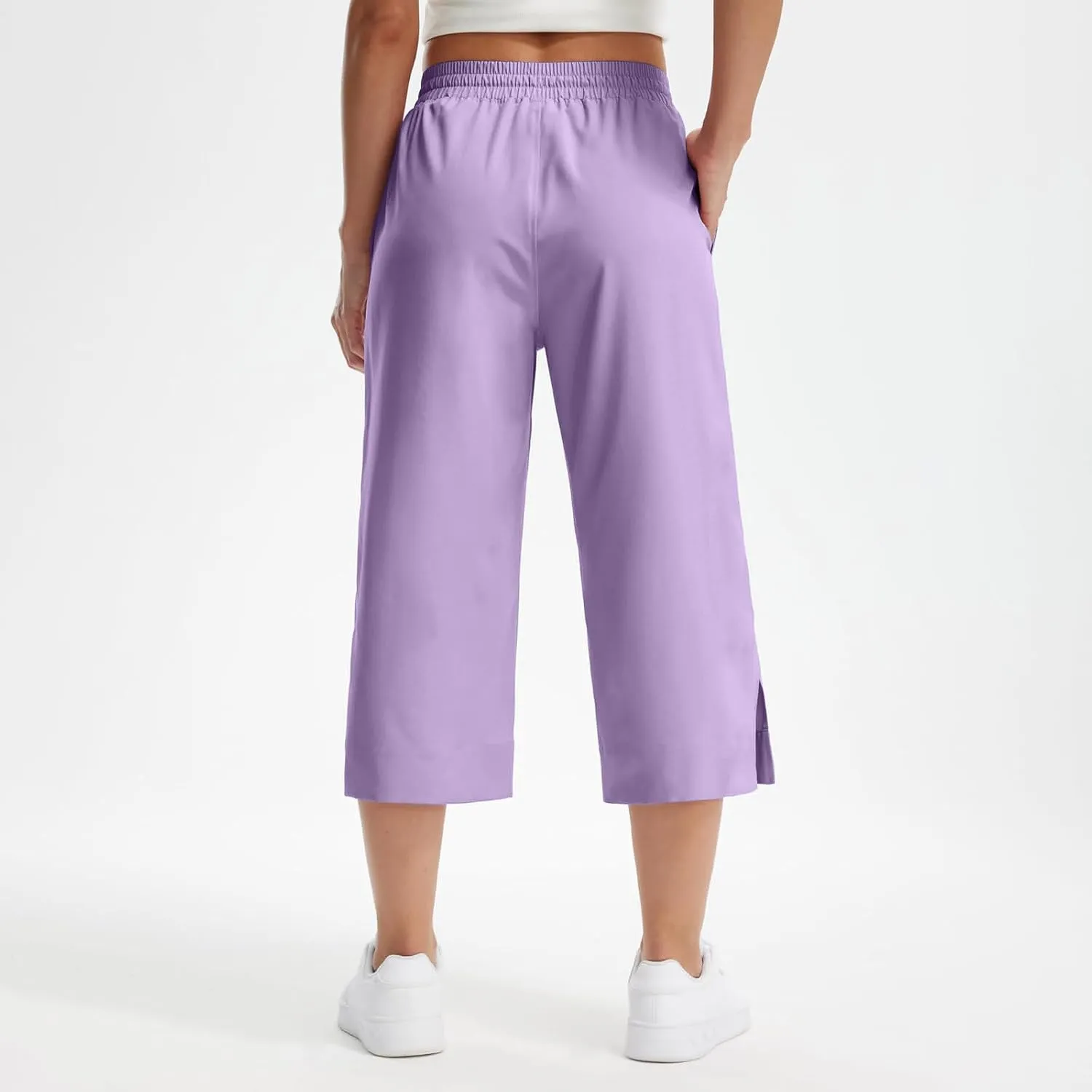 2025 Hot New Capri Pants for Women Mid-Thigh Length Loose Fit Straight Leg Slit Shorts Boho Vacation Outfits