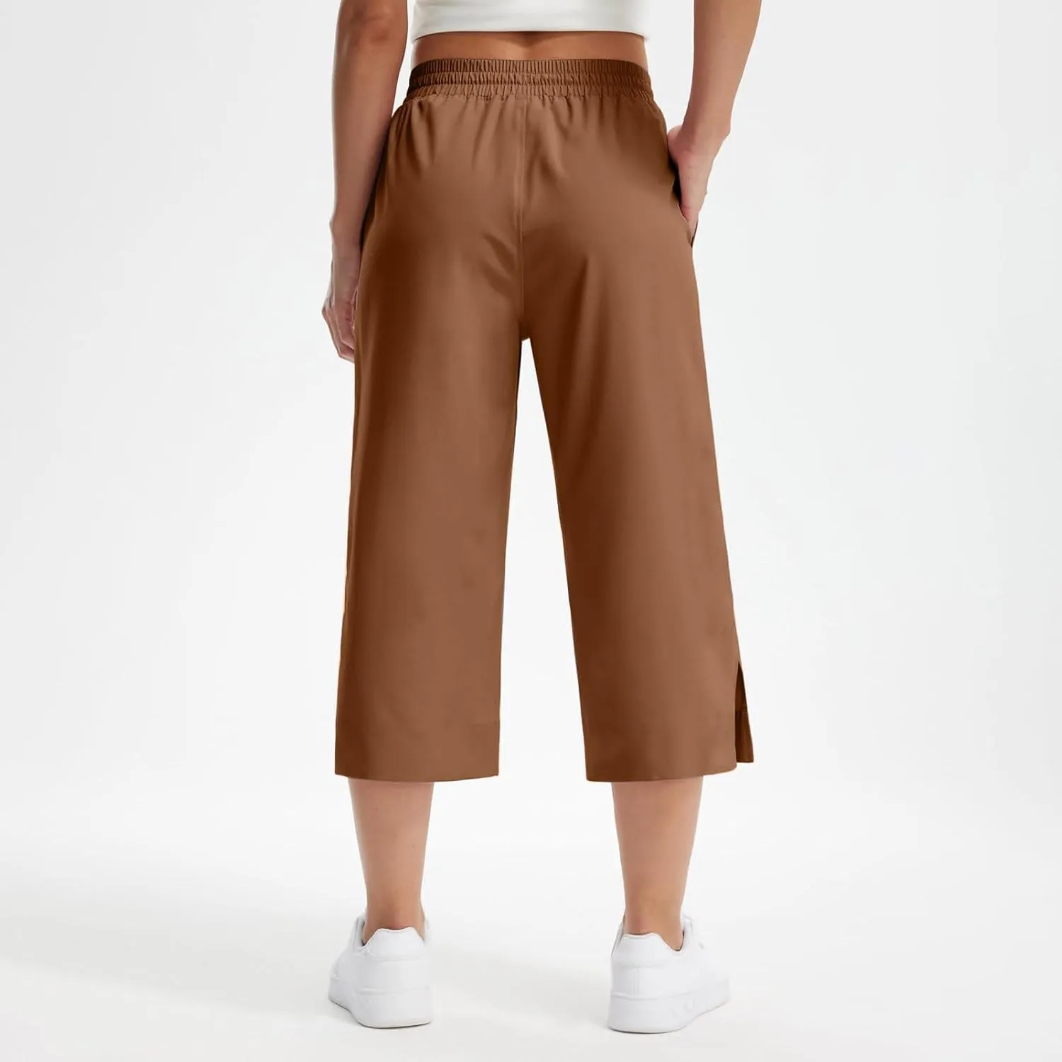 2025 Hot New Capri Pants for Women Mid-Thigh Length Loose Fit Straight Leg Slit Shorts Boho Vacation Outfits