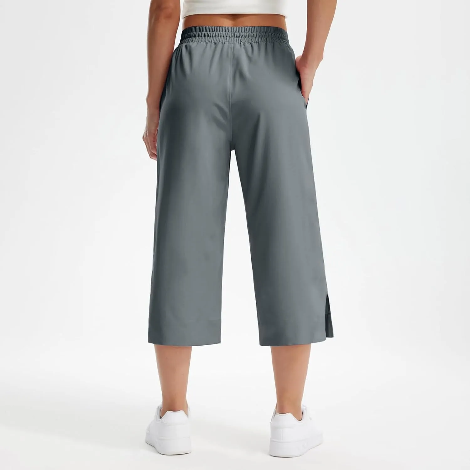 2025 Hot New Capri Pants for Women Mid-Thigh Length Loose Fit Straight Leg Slit Shorts Boho Vacation Outfits
