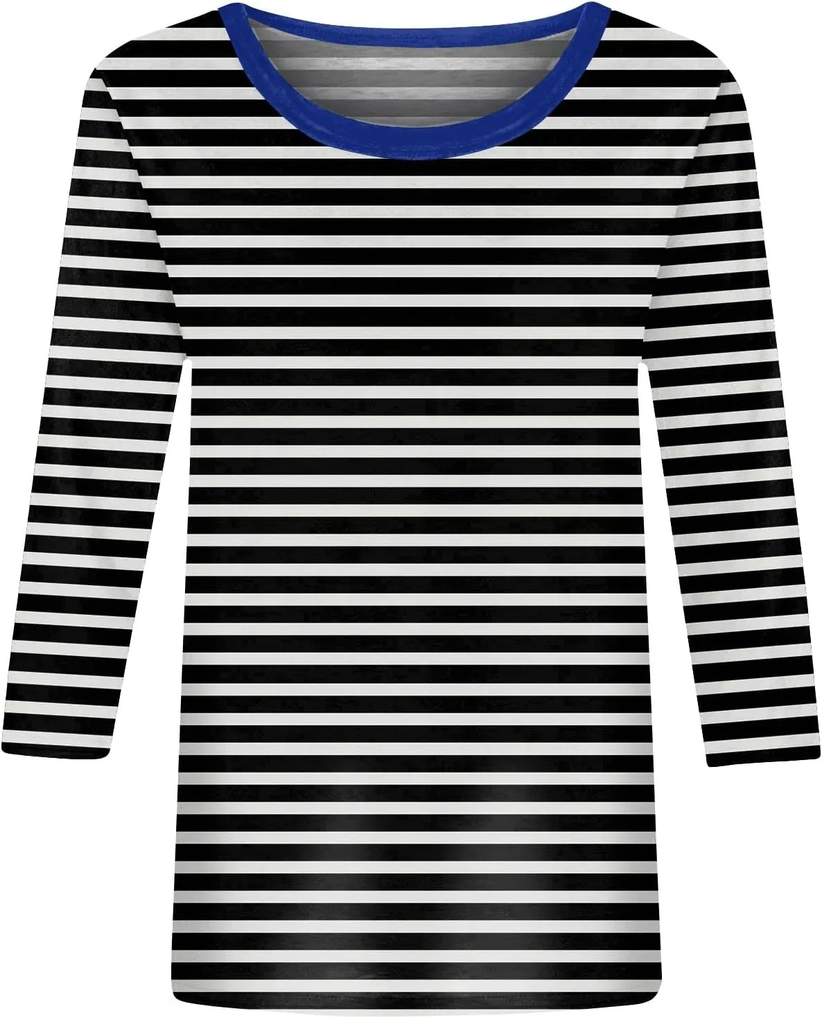 3/4 Length Sleeve Womens Tops Summer Three Quarter Striped Shirts Dressy Casual Printed Tunic Tops Women Blouses