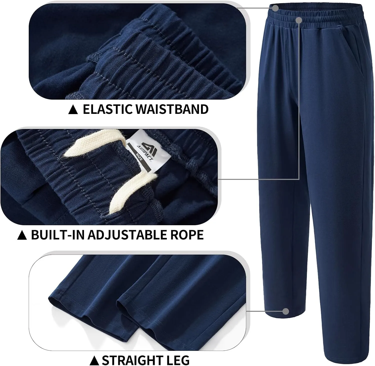 AIMPACT Mens Pajama Pants Cotton Soft Sleep Bottoms with Pockets Lounge Sleepwear PJ Pants 2 Pack
