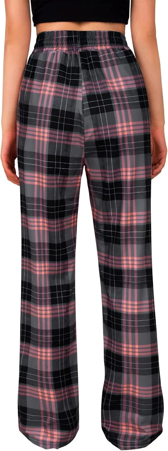 Alimens & Gentle Womens Pajama Pants Plaid Stretch Comfy Lounge Pants Drawstring Sleep Bottoms with Pockets