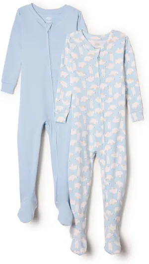 Amazon Essentials x Sofia Grainge Unisex Toddlers and Babies' Snug-Fit Cotton Footed Pajamas, Pack of 2