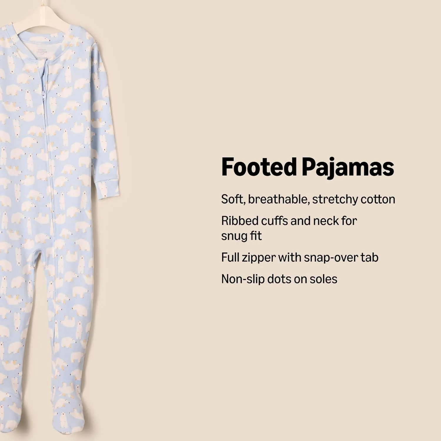 Amazon Essentials x Sofia Grainge Unisex Toddlers and Babies' Snug-Fit Cotton Footed Pajamas, Pack of 2