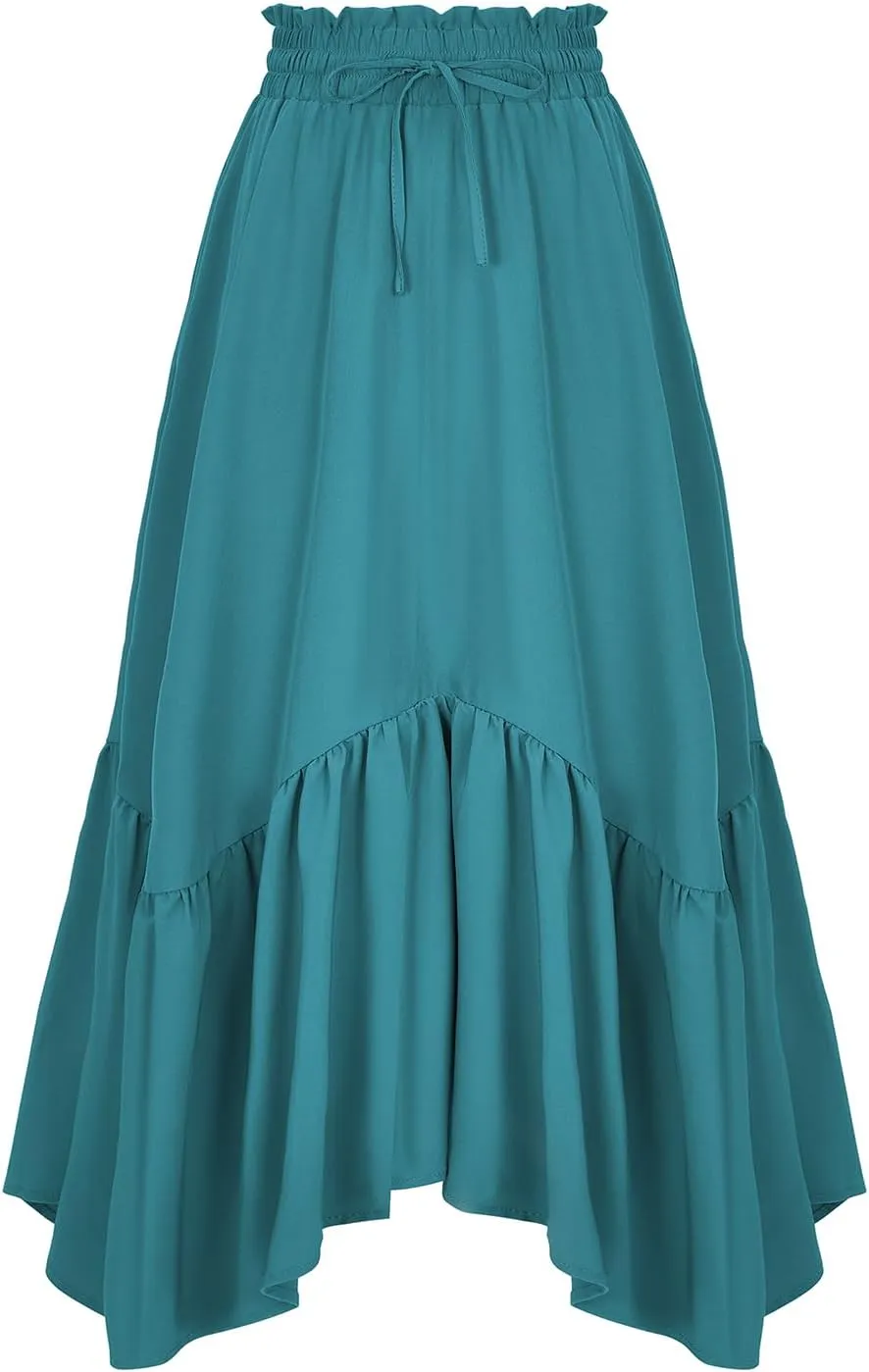 American Trends Maxi Skirts for Women Renaissance Skirt Medieval Womens Long Skirts Flowy Bohemian Pirate Skirts with Pockets