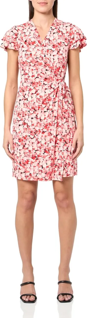 Anne Klein Womens Plus Printed Wrap Dress