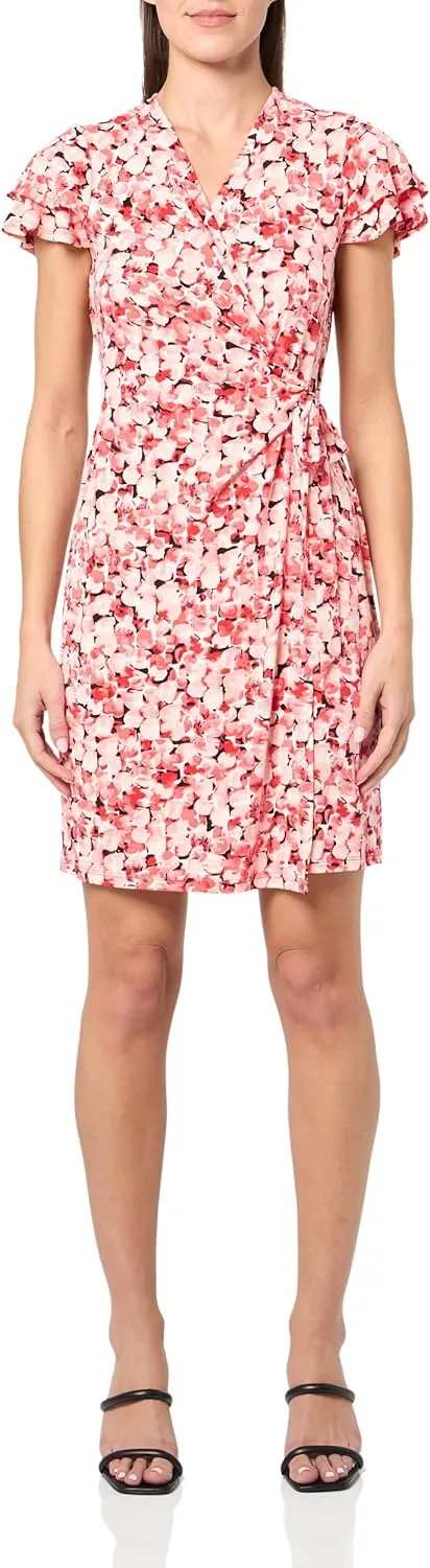 Anne Klein Womens Plus Printed Wrap Dress
