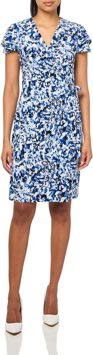Anne Klein Womens Plus Printed Wrap Dress