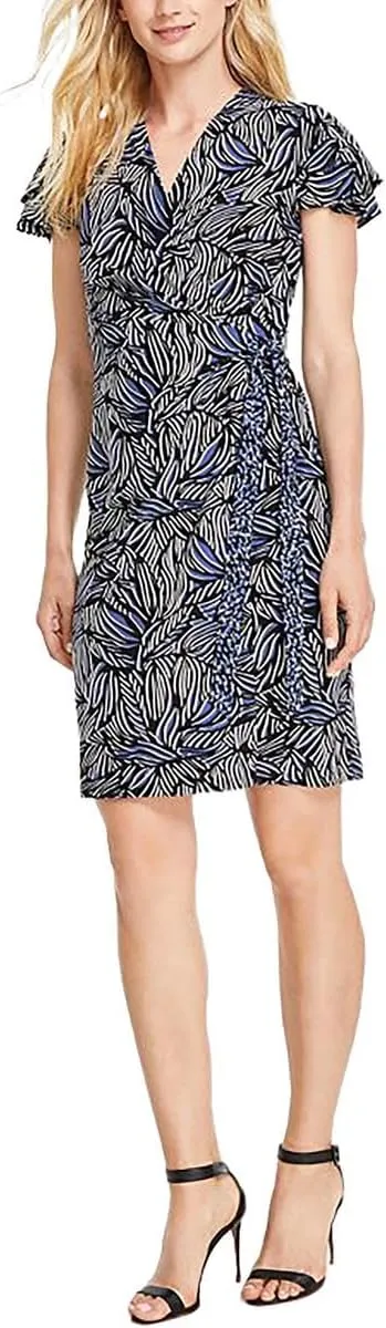 Anne Klein Womens Plus Printed Wrap Dress