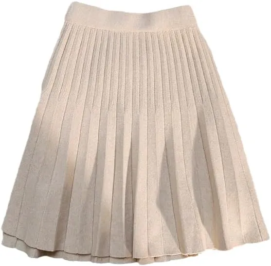 Autumn Winter Knitted Pleated Skirts Women's High Waist A-Line Umbrella Skirts Casual Sexy Slim Short Mini Skirts