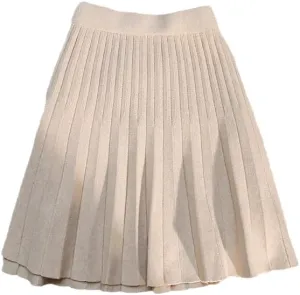 Autumn Winter Knitted Pleated Skirts Women's High Waist A-Line Umbrella Skirts Casual Sexy Slim Short Mini Skirts