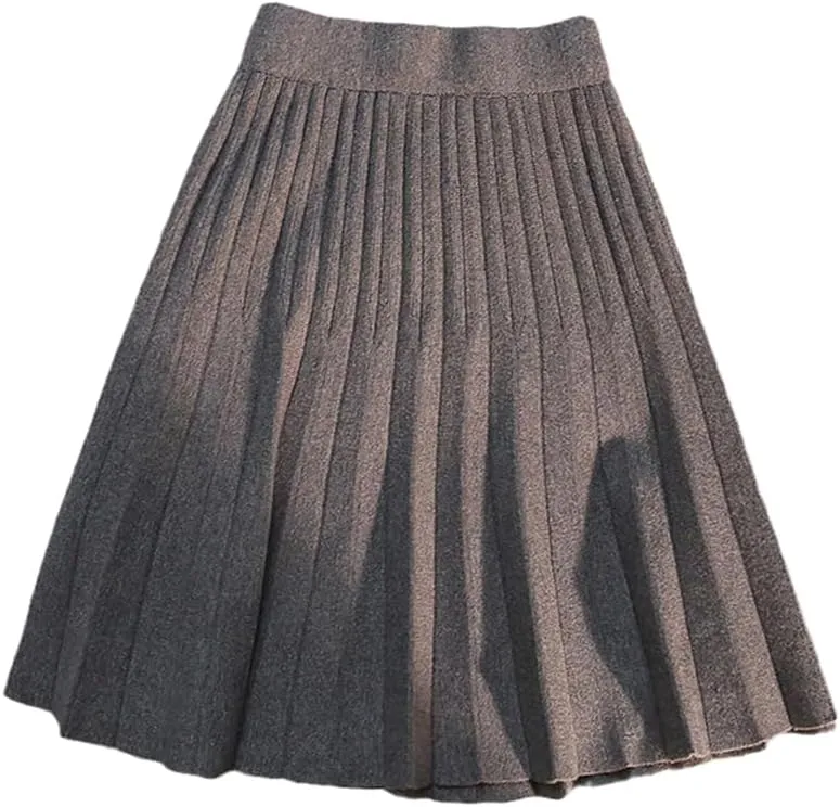 Autumn Winter Knitted Pleated Skirts Women's High Waist A-Line Umbrella Skirts Casual Sexy Slim Short Mini Skirts