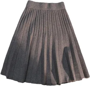 Autumn Winter Knitted Pleated Skirts Women's High Waist A-Line Umbrella Skirts Casual Sexy Slim Short Mini Skirts