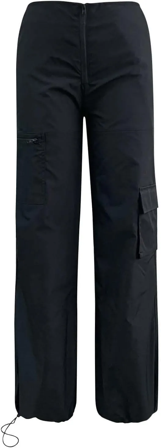 Baggy Cargo for Women Low Waist Cargo Pants Sweatpants Drawstring Loose Pocket Jogger Trousers Hippie Punk Streetwear