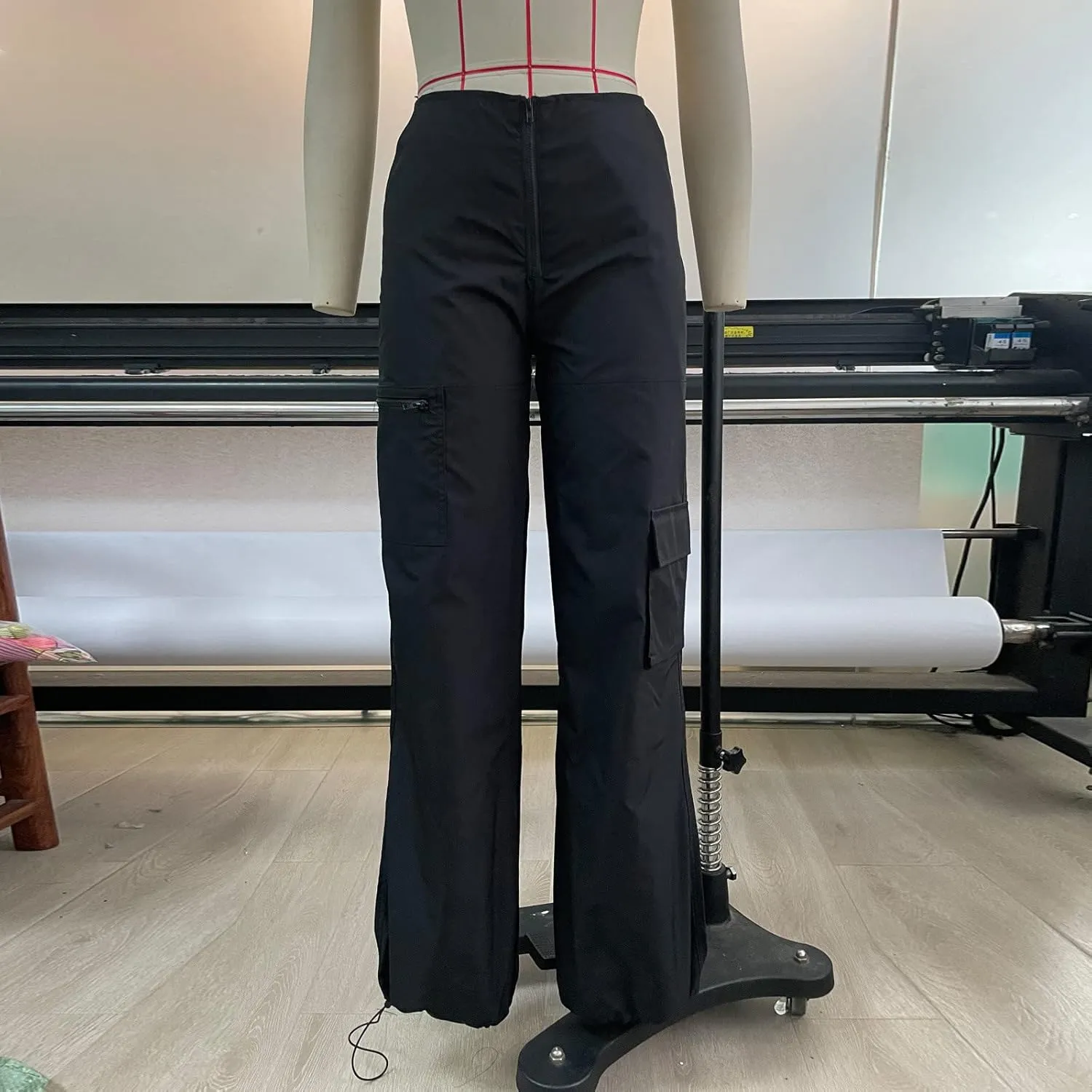 Baggy Cargo for Women Low Waist Cargo Pants Sweatpants Drawstring Loose Pocket Jogger Trousers Hippie Punk Streetwear