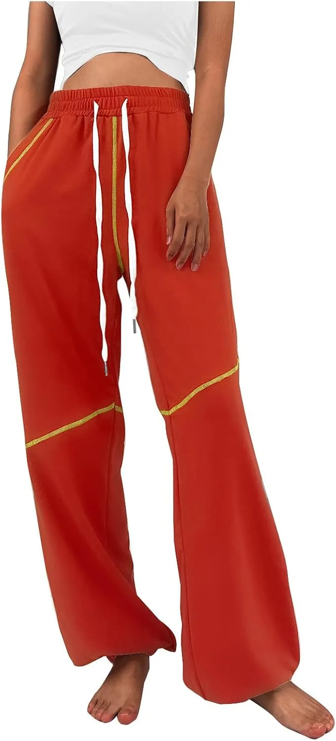 Baggy Drawstring Joggers for Women Casual Solid High Waisted Sweatpants Active Joggers Pants Sport Lounge Bottoms