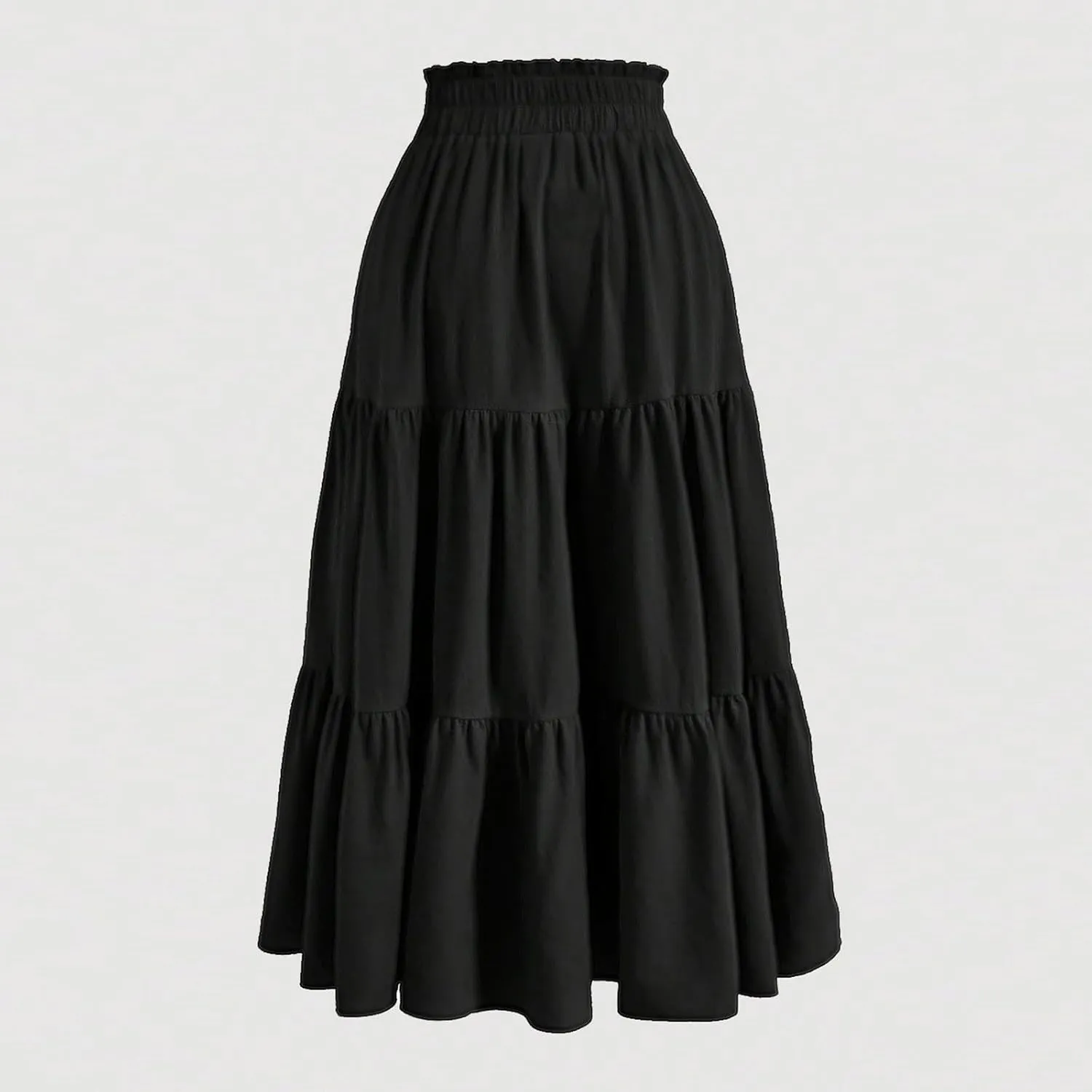 BAXLIMEK Midi Skirts for Women,2025 Spring Summer Trendy Ruffle Tiered A-Line Boho Skirts,Elastic Waist Flowy Beach Dress
