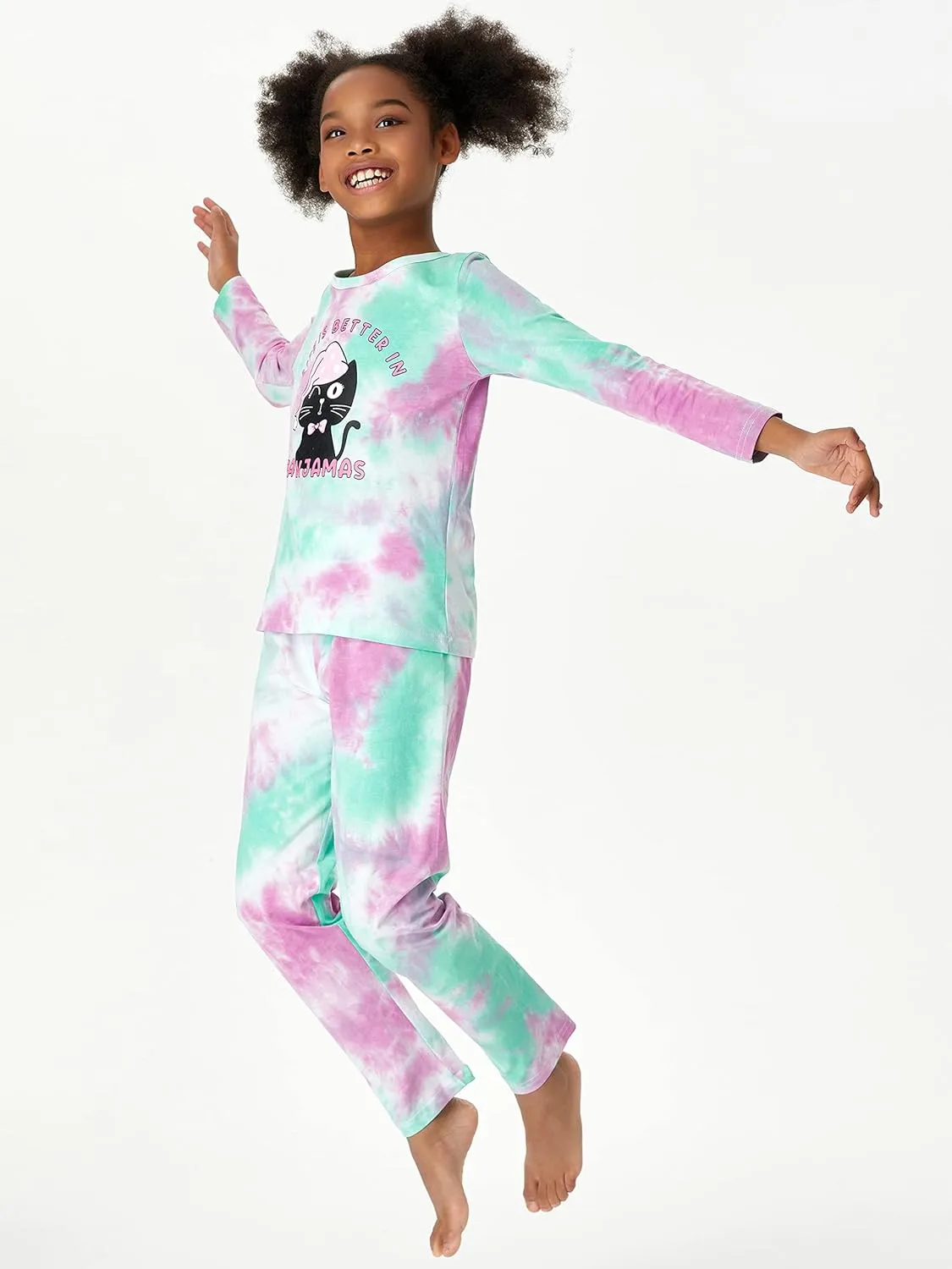 Beezizac Pajamas for Girls 100% Cotton Tie dye Unicorn Mermaid Sleepover PJ Set Size 4T-18