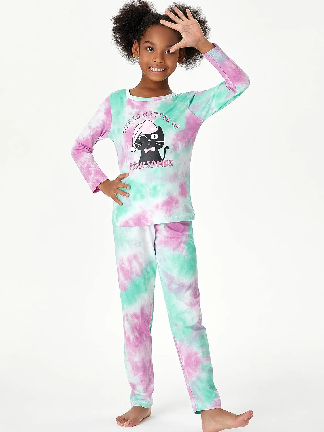 Beezizac Pajamas for Girls 100% Cotton Tie dye Unicorn Mermaid Sleepover PJ Set Size 4T-18