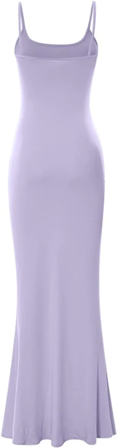Binmer Women 2024 Summer Casual Slip Dresses Sexy Spaghetti Strap Sleeveless Tight Bodycon Evening Party Maxi Long Dress 2024