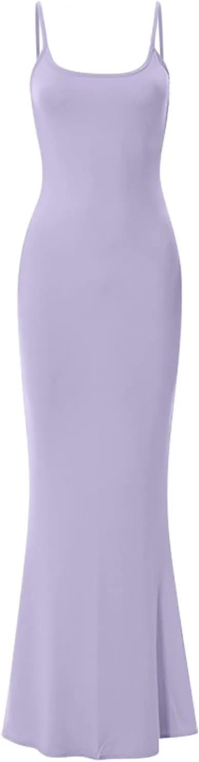 Binmer Women 2024 Summer Casual Slip Dresses Sexy Spaghetti Strap Sleeveless Tight Bodycon Evening Party Maxi Long Dress 2024