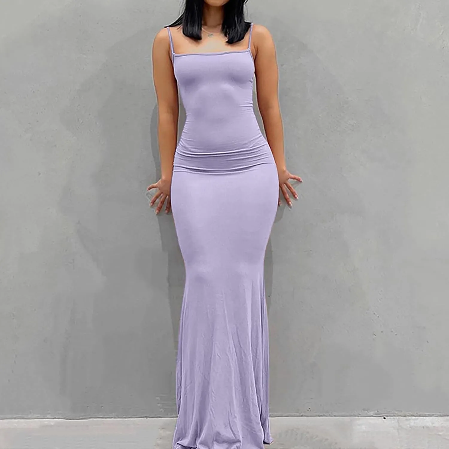 Binmer Women 2024 Summer Casual Slip Dresses Sexy Spaghetti Strap Sleeveless Tight Bodycon Evening Party Maxi Long Dress 2024