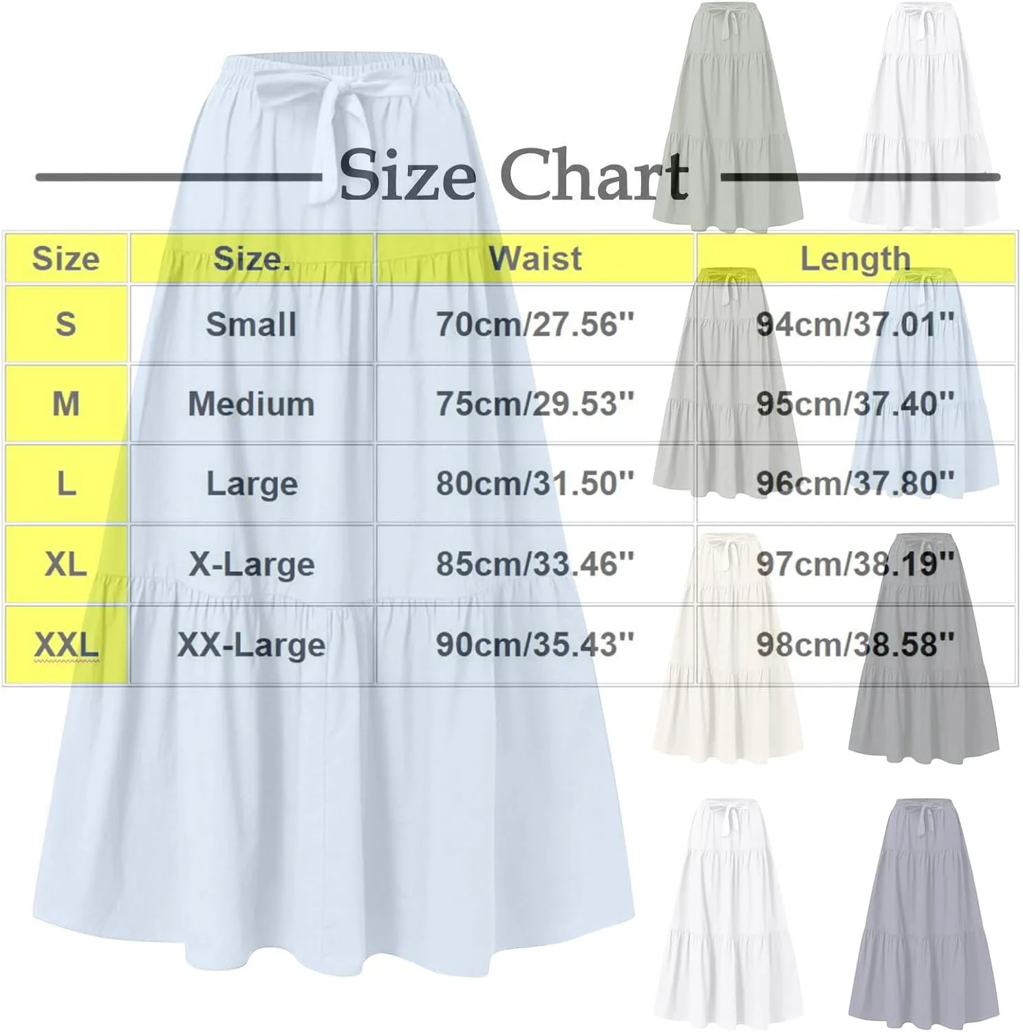 Boho Skirts Women Maxi Flowy Summer Skirts Tie Front High Waisted Tiered Long Skirts for Beach Vacation Cruise Wear