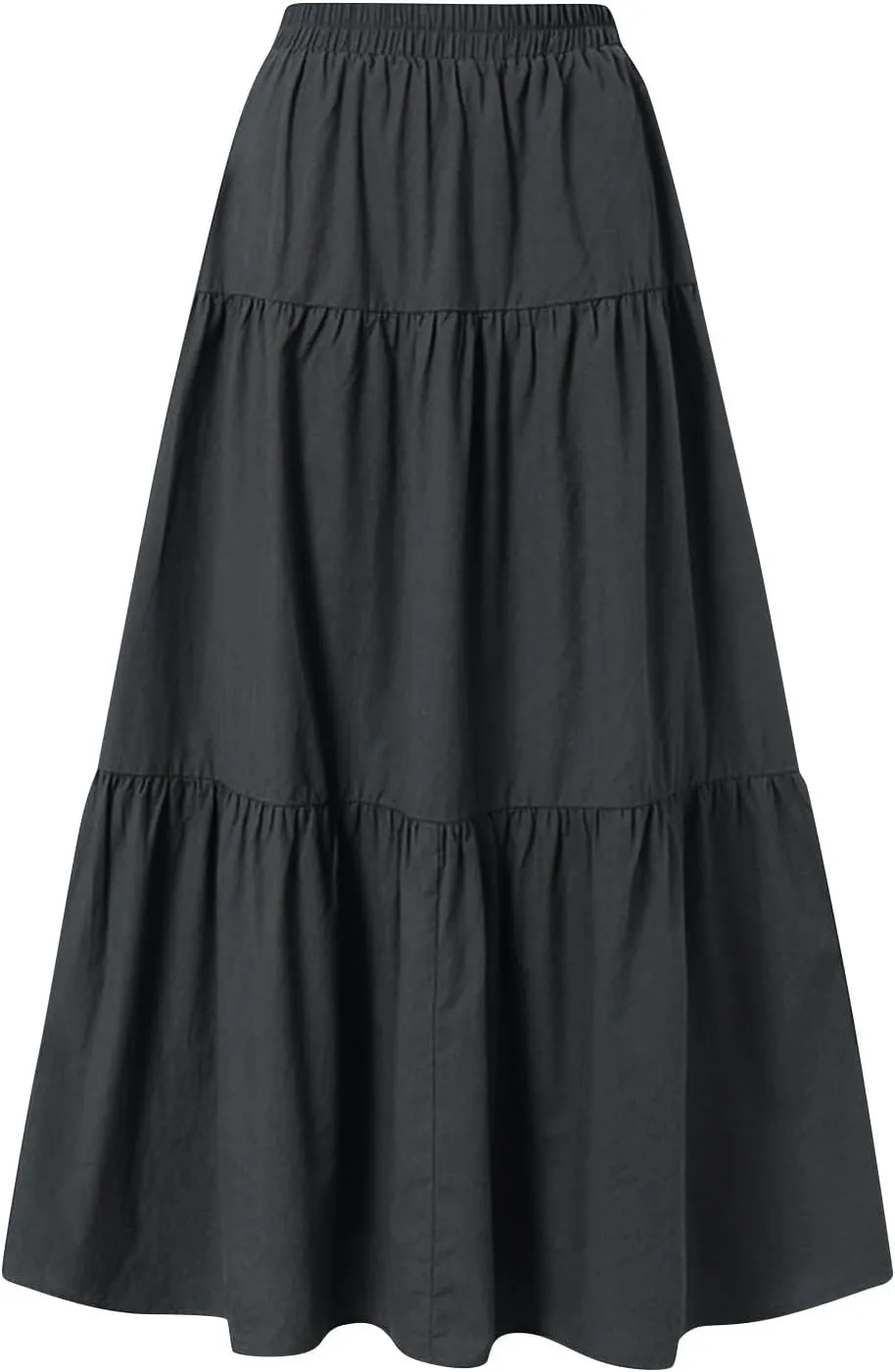 Boho Skirts Women Maxi Flowy Summer Skirts Tie Front High Waisted Tiered Long Skirts for Beach Vacation Cruise Wear