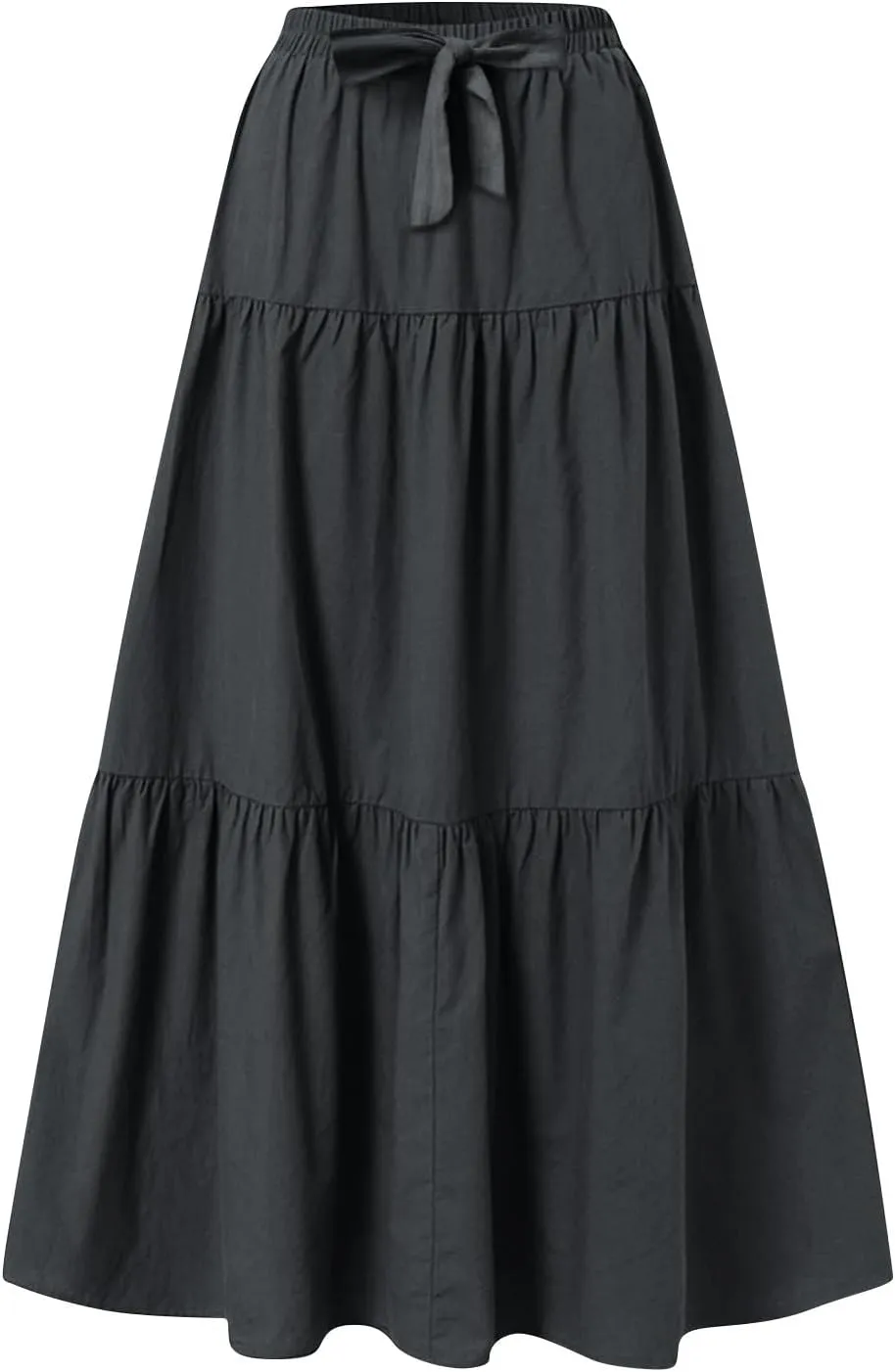 Boho Skirts Women Maxi Flowy Summer Skirts Tie Front High Waisted Tiered Long Skirts for Beach Vacation Cruise Wear