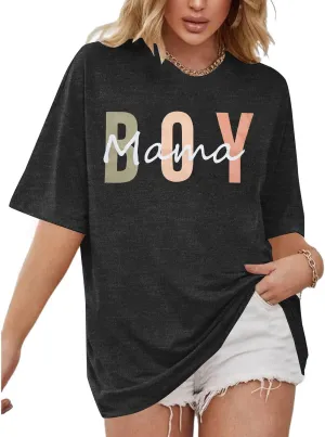 Boy Mom Shirt Mama Shirts : Women Oversized Mama Graphic Tees Mom Tshirt Tops Mama Casual Short Sleeve Tops