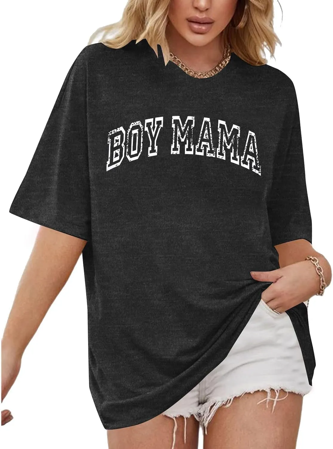Boy Mom Shirt Mama Shirts : Women Oversized Mama Graphic Tees Mom Tshirt Tops Mama Casual Short Sleeve Tops
