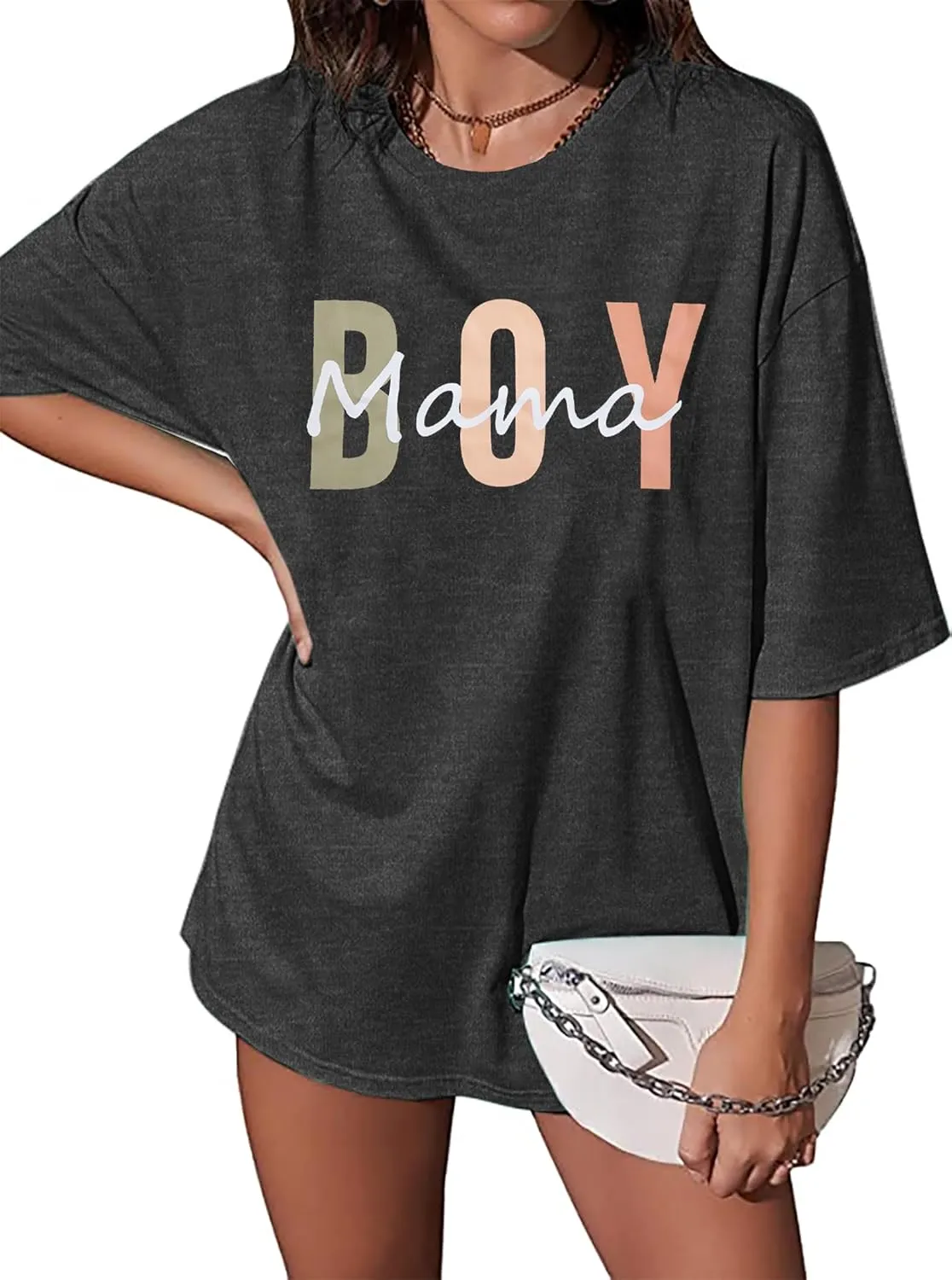 Boy Mom Shirt Mama Shirts : Women Oversized Mama Graphic Tees Mom Tshirt Tops Mama Casual Short Sleeve Tops
