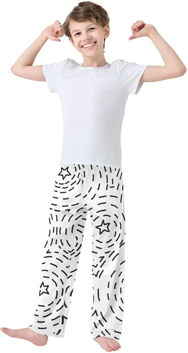 Boys' Pants Black Stars Sprinkle Circle Cartoon Long Bottoms Jogger Pants Elastic Waist Trousers with Pockets S-XL