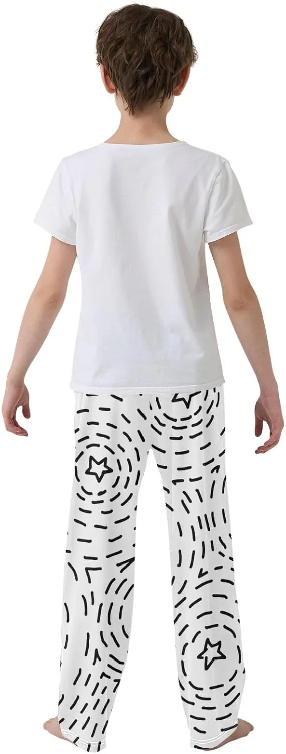 Boys' Pants Black Stars Sprinkle Circle Cartoon Long Bottoms Jogger Pants Elastic Waist Trousers with Pockets S-XL