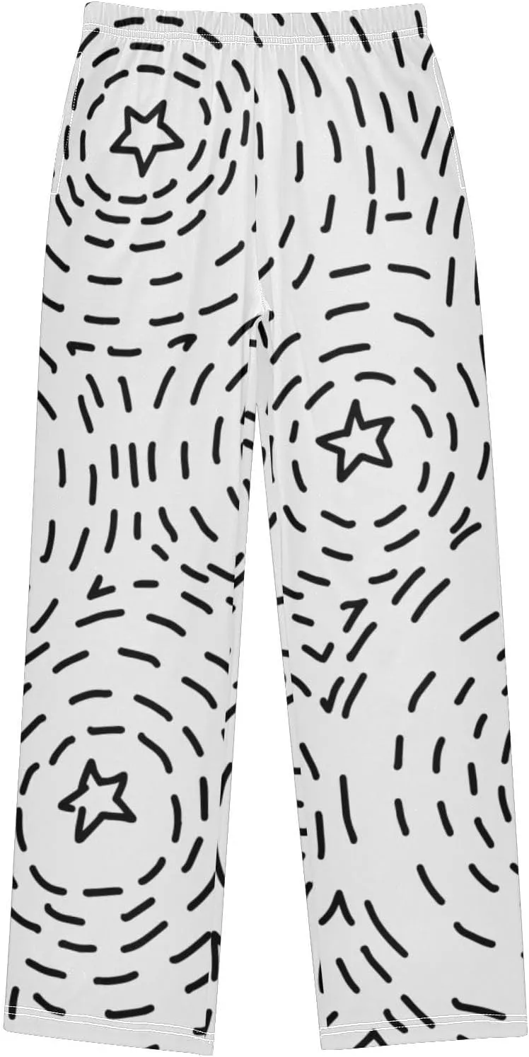 Boys' Pants Black Stars Sprinkle Circle Cartoon Long Bottoms Jogger Pants Elastic Waist Trousers with Pockets S-XL