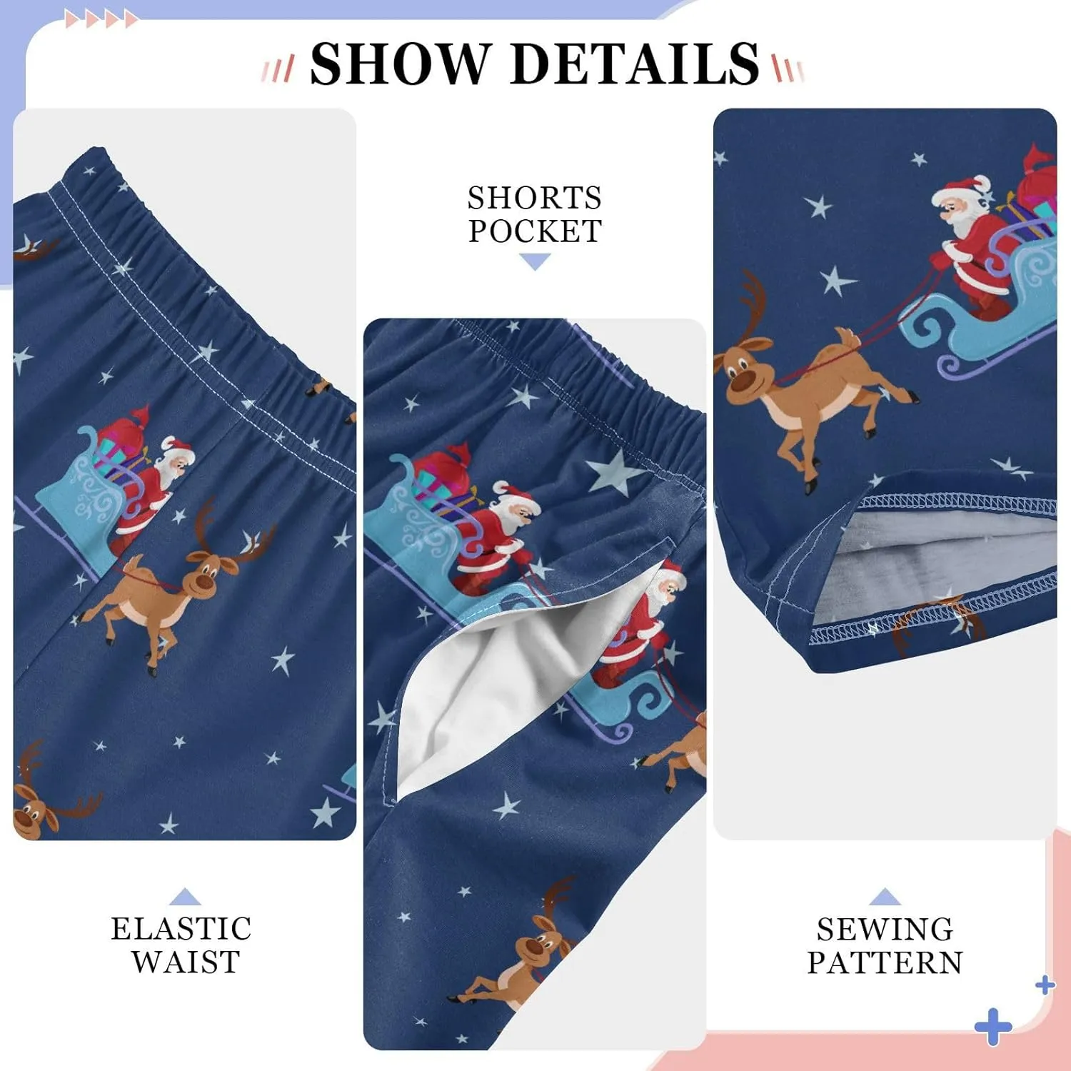 Boys' Pants Christmas Cute Santa Star Deer Long Bottoms Jogger Pants Elastic Waist Trousers with Pockets S-XL