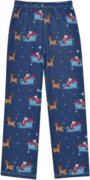 Boys' Pants Christmas Cute Santa Star Deer Long Bottoms Jogger Pants Elastic Waist Trousers with Pockets S-XL