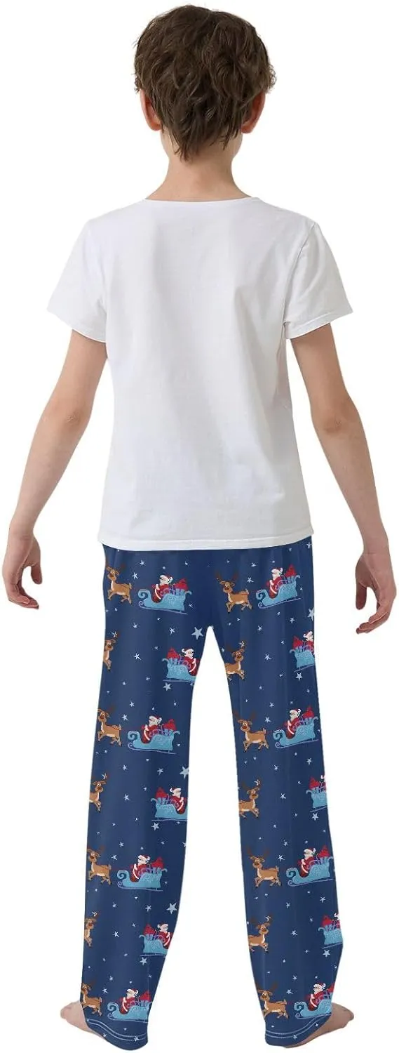 Boys' Pants Christmas Cute Santa Star Deer Long Bottoms Jogger Pants Elastic Waist Trousers with Pockets S-XL