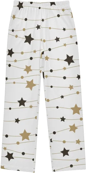 Boys' Pants Christmas Golden Snowflakes Stars Long Bottoms Jogger Pants Elastic Waist Trousers with Pockets S-XL