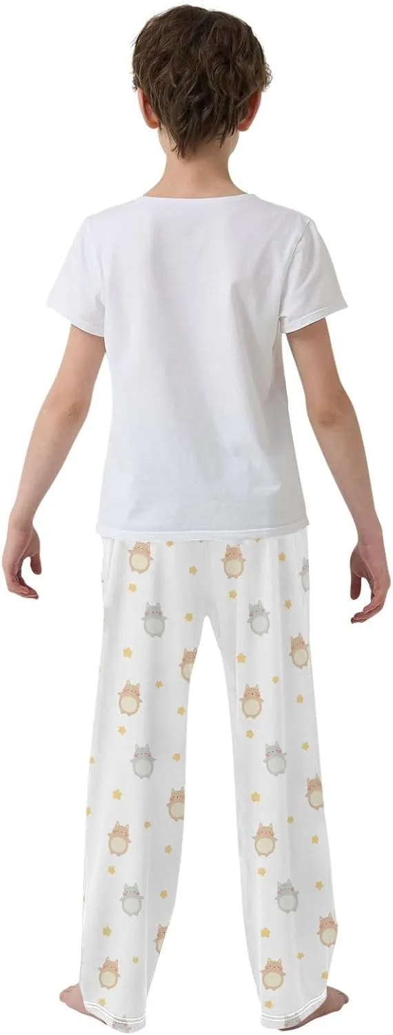 Boys' Pants Cute Cat Stars Long Bottoms Jogger Pants Elastic Waist Trousers with Pockets S-XL