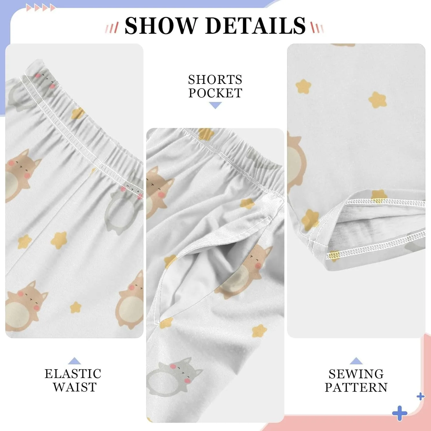 Boys' Pants Cute Cat Stars Long Bottoms Jogger Pants Elastic Waist Trousers with Pockets S-XL