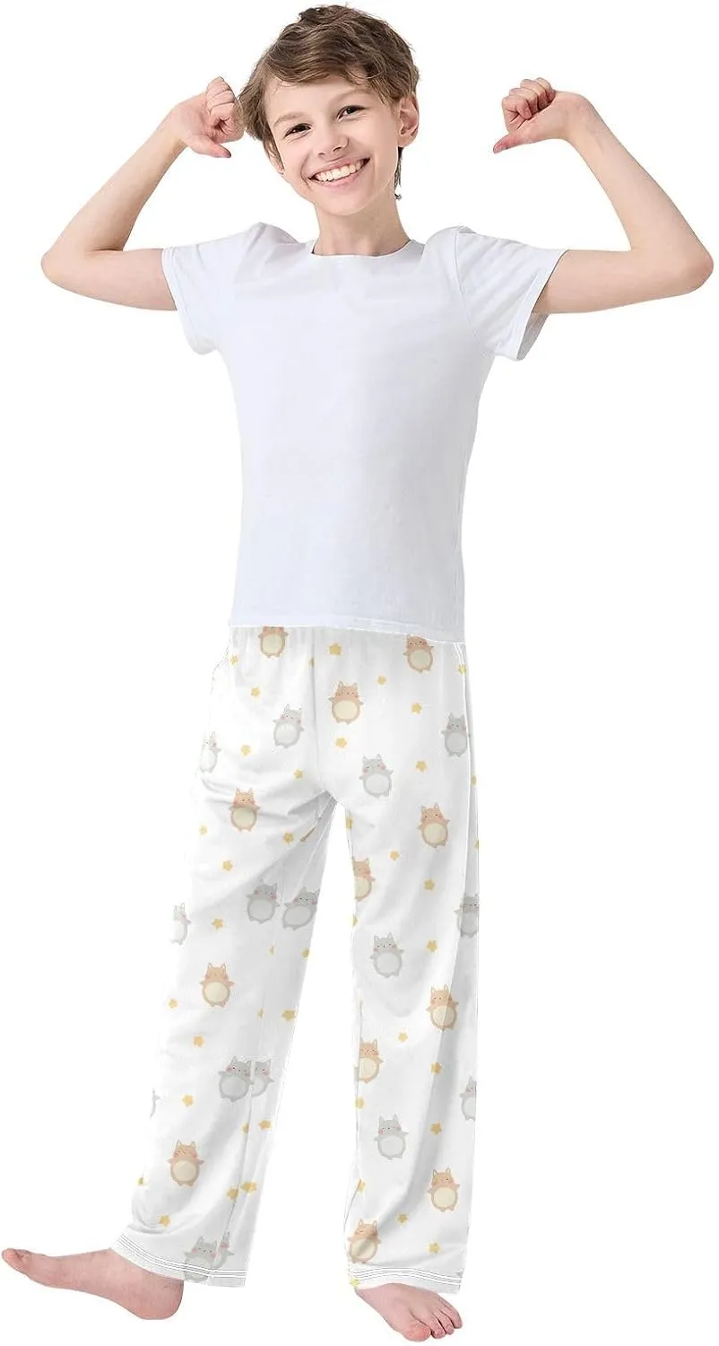 Boys' Pants Cute Cat Stars Long Bottoms Jogger Pants Elastic Waist Trousers with Pockets S-XL