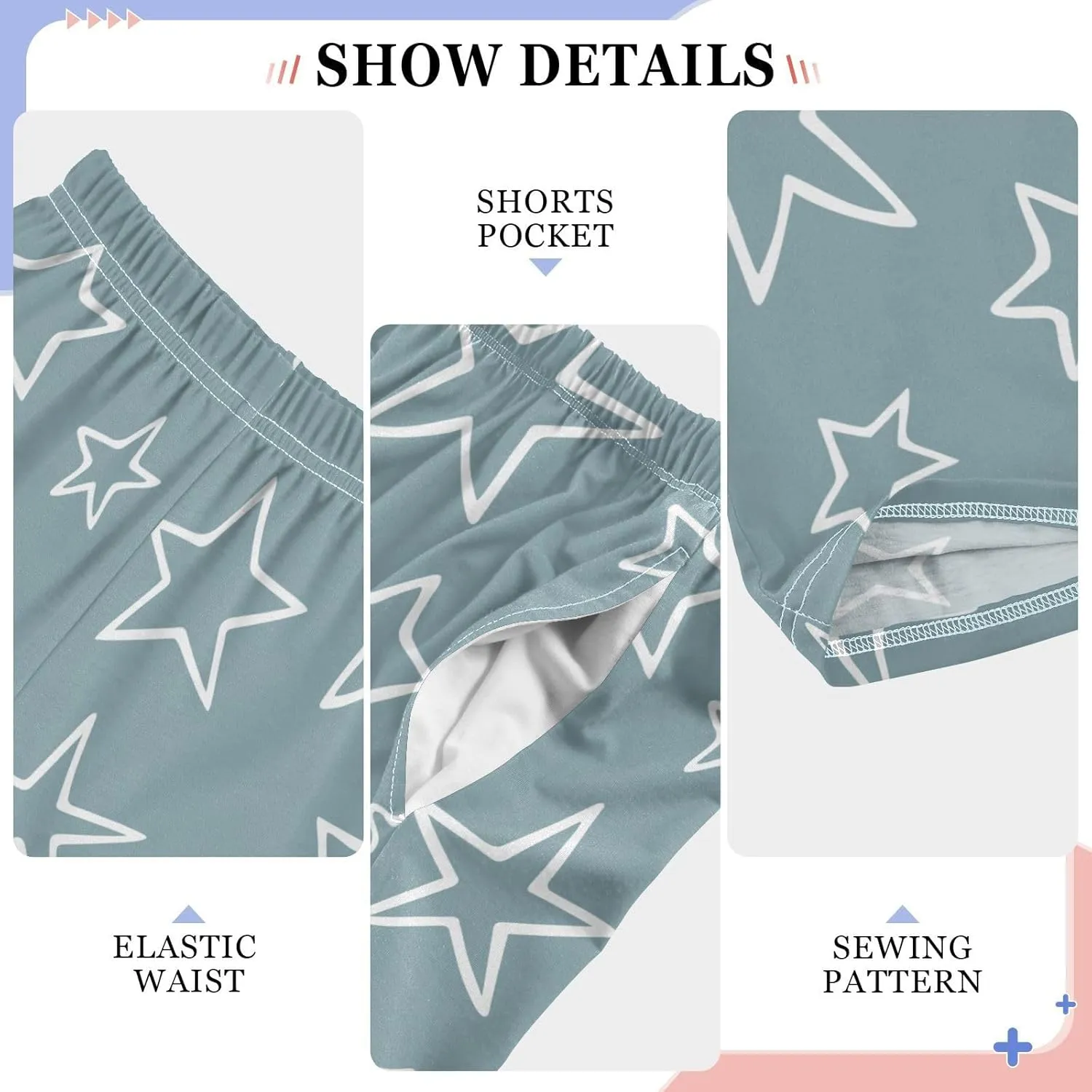 Boys' Pants Cute Stars White Doodle Long Bottoms Jogger Pants Elastic Waist Trousers with Pockets S-XL
