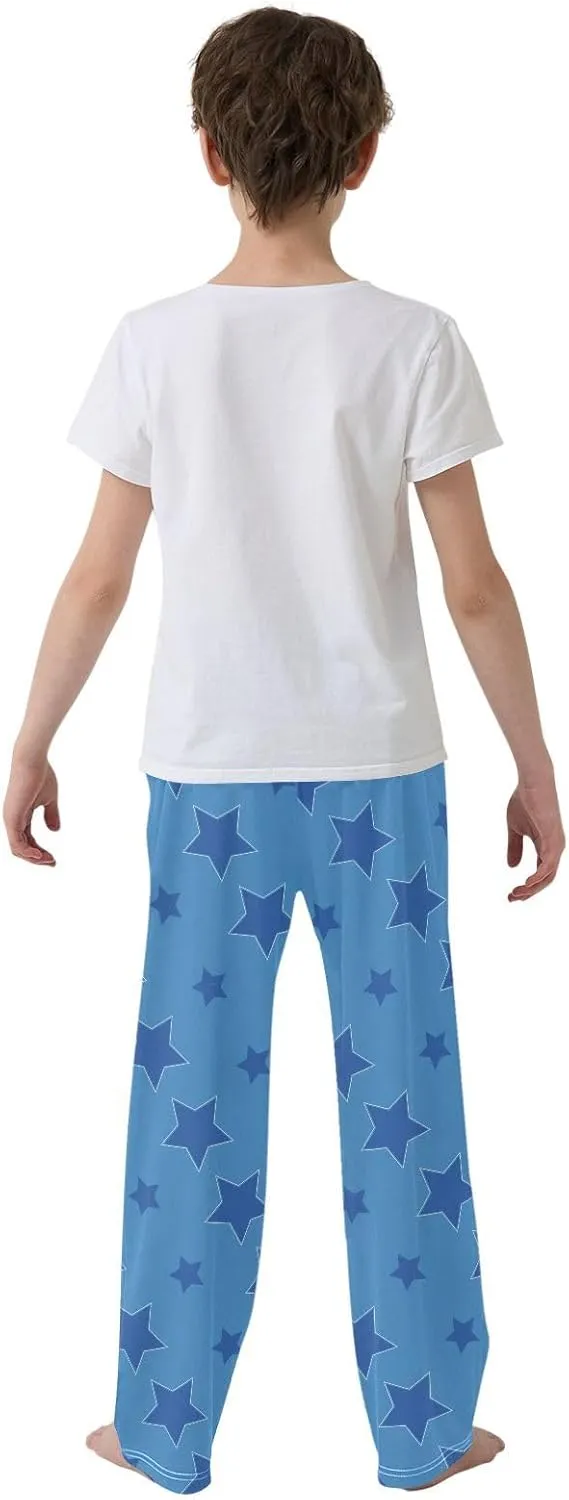Boys' Pants Dark Blue Stars Blue Long Bottoms Jogger Pants Elastic Waist Trousers with Pockets S-XL