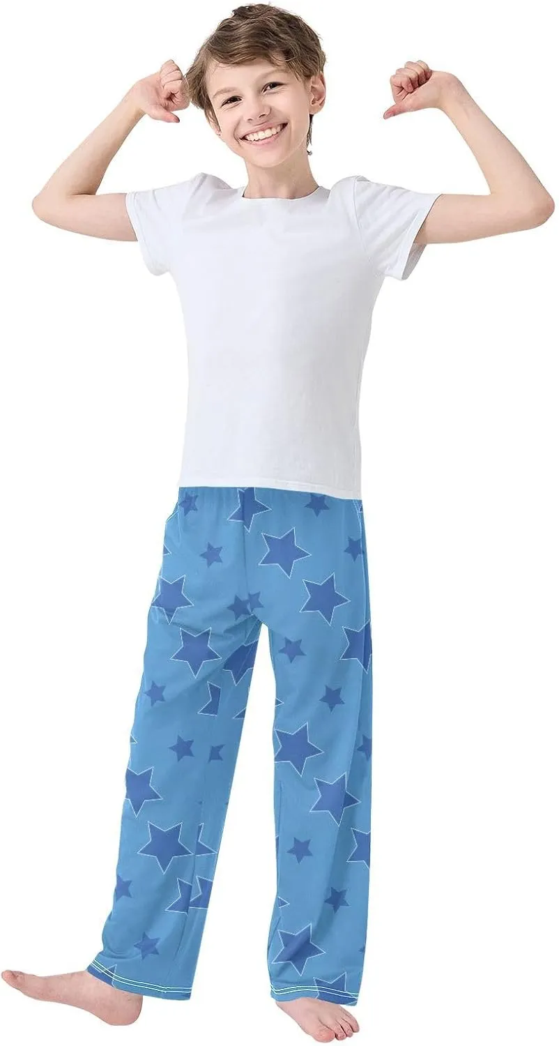 Boys' Pants Dark Blue Stars Blue Long Bottoms Jogger Pants Elastic Waist Trousers with Pockets S-XL